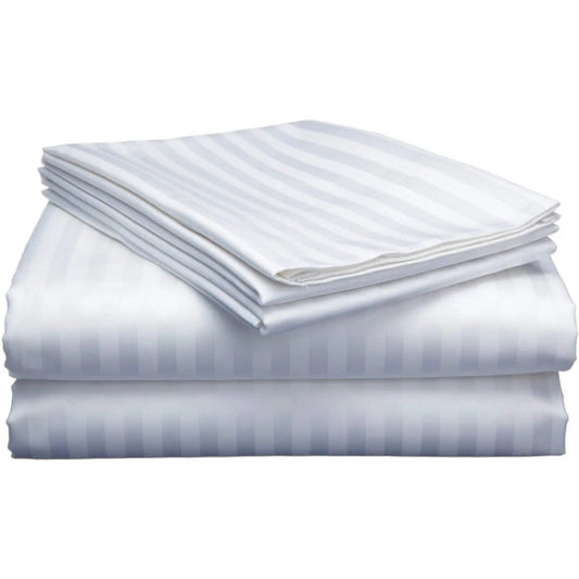 100% EGYPTIAN COTTON 4IN1 HOTEL BEDSHEET SET - 1CM SATEEN STRIPES