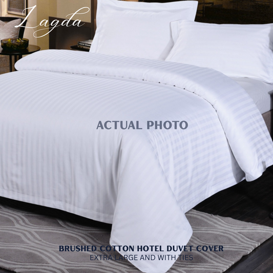 Brushed Cotton - Hotel Duvet Cover (Stripes white)