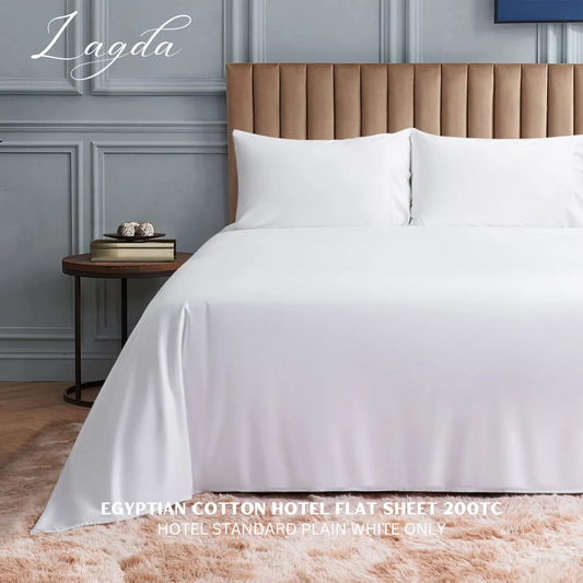 100% Egyptian Cotton Hotel Flat Sheet /Bedsheet 200TC Plain White