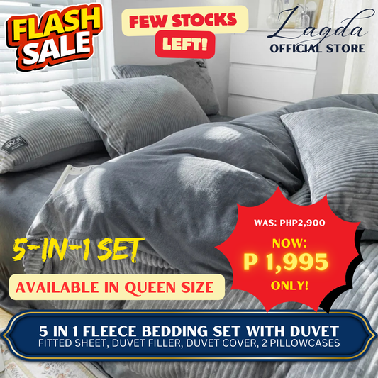 5in1 Duvet Bedsheet Set QUEEN 1 Fitted Sheet, 1 Duvet Filler, 1 Duvet Cover, 2 Pillowcases