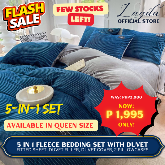 5in1 Duvet Bedsheet Set QUEEN 1 Fitted Sheet, 1 Duvet Filler, 1 Duvet Cover, 2 Pillowcases