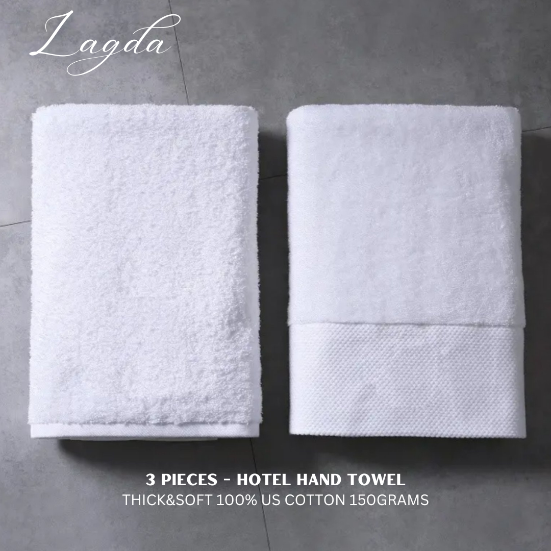 3-pack Luxury Hotel Hand Towel – Thick & Soft 100% US Cotton 150grams| Premium Quality for Hotels & Resorts
