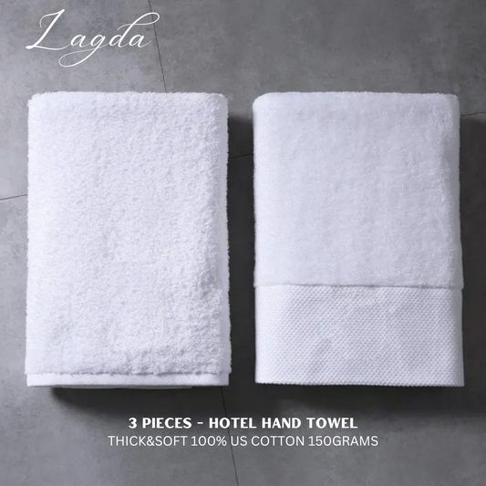 3-pack Luxury Hotel Hand Towel – Thick & Soft 100% US Cotton 150grams| Premium Quality for Hotels & Resorts