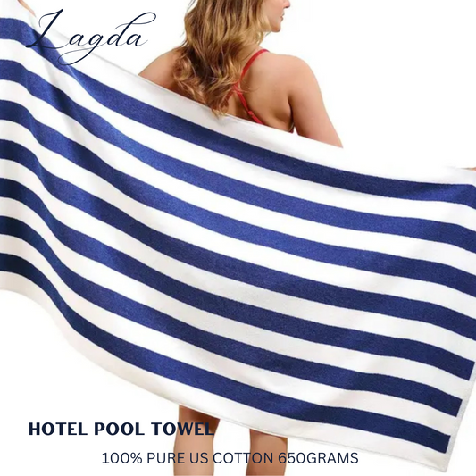 Luxury Hotel Pool Towel / Beach Towel – 100% Pure US Cotton 650grams | Extra Thick & Absorbent (1-Piece)