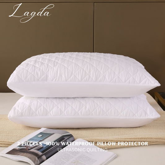 100% Waterproof Pillow Protector- Ultrasonic Quilting