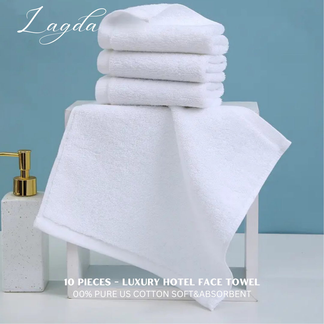 10-Pack Luxury Hotel Face Towels – 100% Pure US Cotton 50grams| Soft & Absorbent | Ideal for Hotels & Spas
