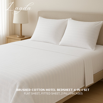Deep-Pocket Brushed Cotton 4in1 Hotel Bedsheet Set