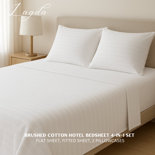 Deep-Pocket Brushed Cotton 4in1 Hotel Bedsheet Set
