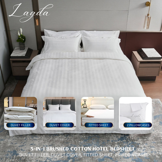 Brushed Cotton - 5in1 (Duvet cover, Duvet filler, Fitted sheet, 2pcs Pillowcase)