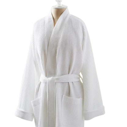 Luxury Hotel Bathrobe – Waffle Design 100% Pure US Cotton | Thick, Soft & Absorbent Spa Robe (1-Piece)