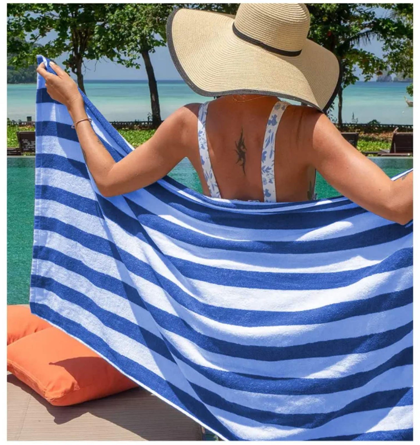 Luxury Hotel Pool Towel / Beach Towel – 100% Pure US Cotton 650grams | Extra Thick & Absorbent (1-Piece)